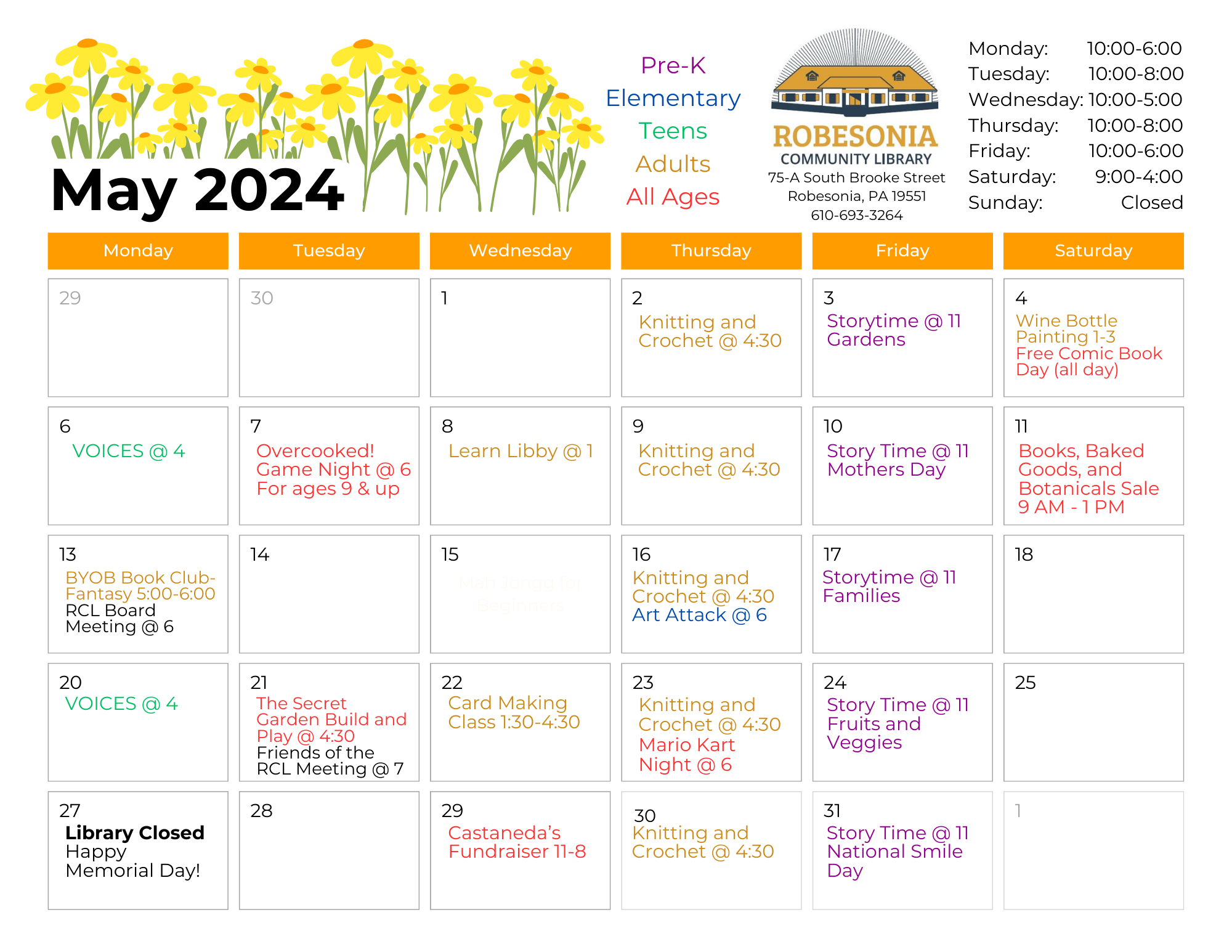 May's calendar of events